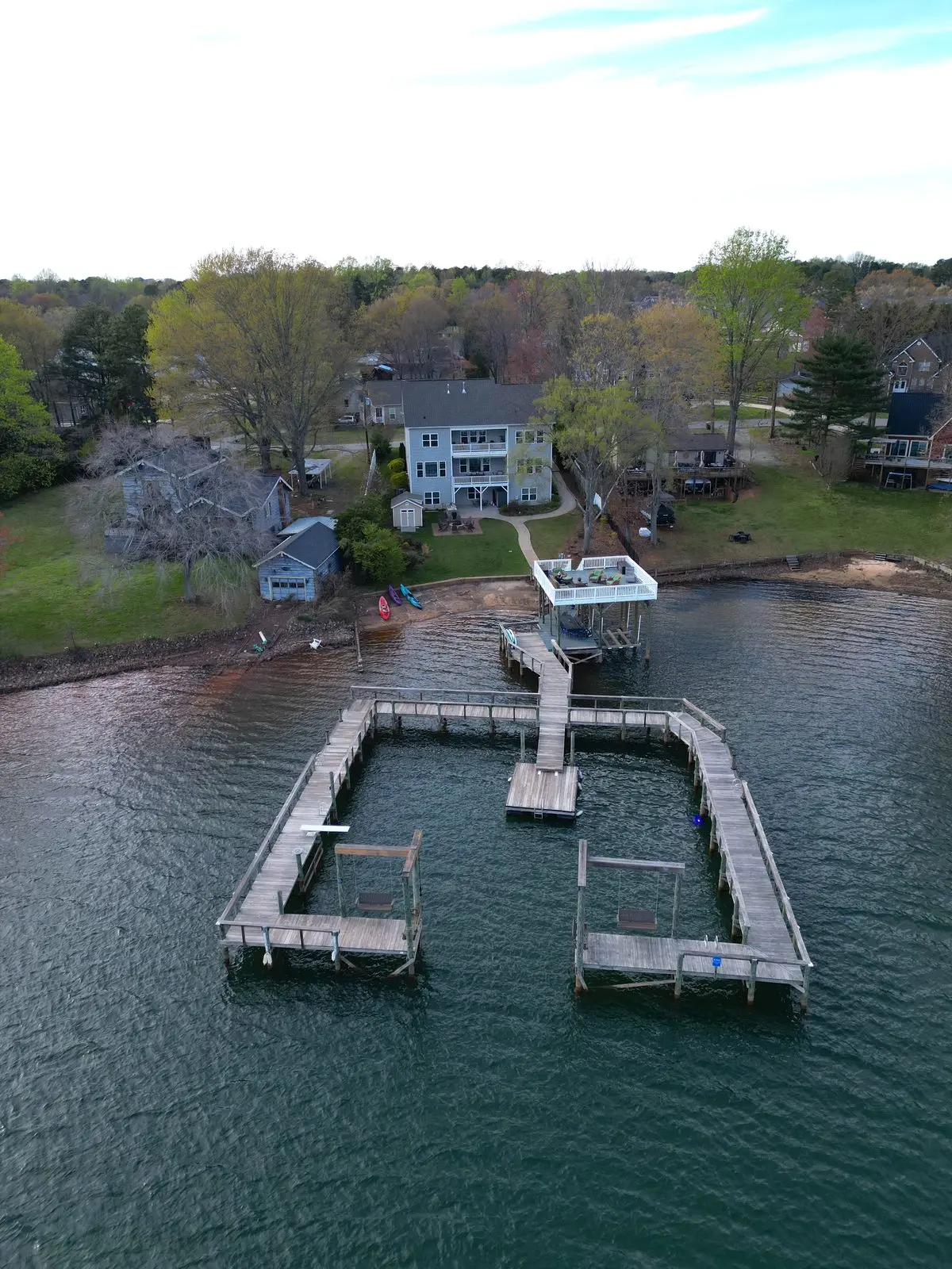 Aerial view of Port Royale estate and private dock